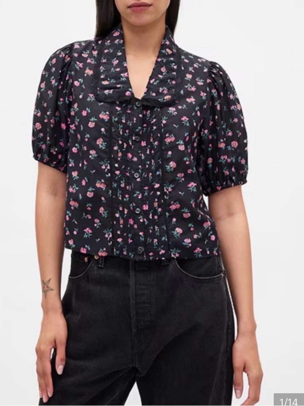 GAP Puff-Sleeve Collared Top NWT XS